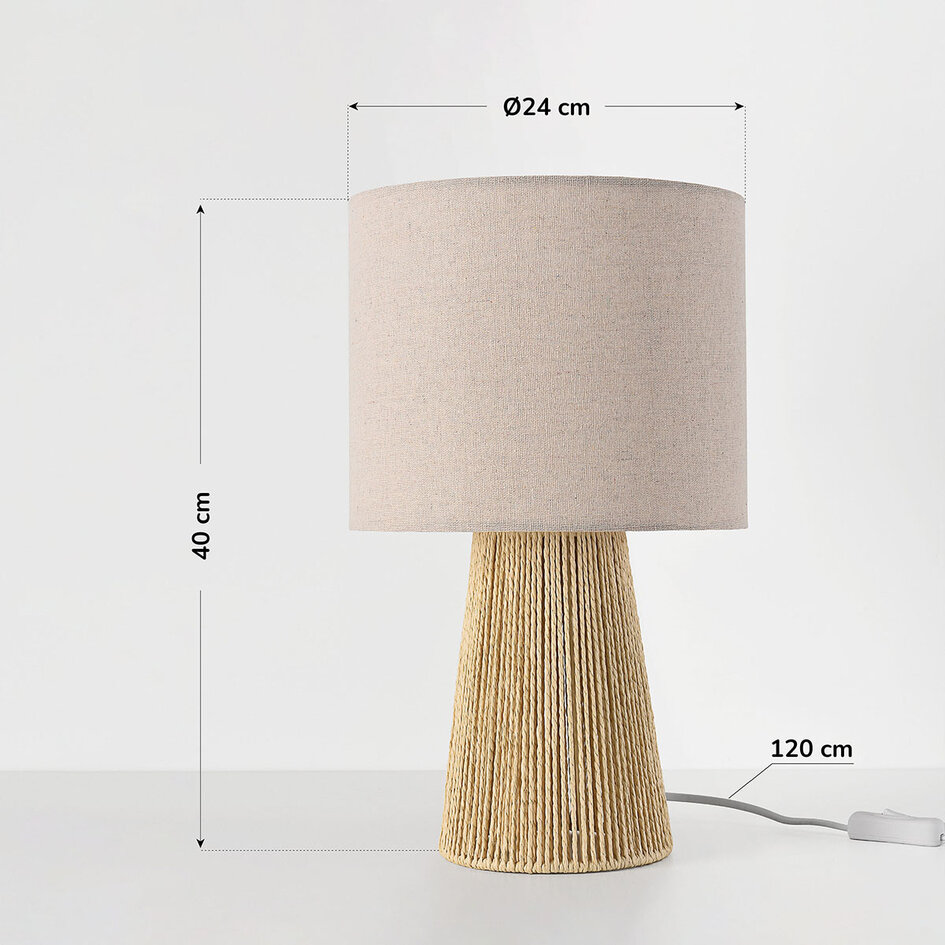 Lampka stołowa Ranpu naturalna z lnianym kloszem