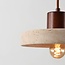 Lampa wisząca Flory w stylu Japandi z trawertynem (kamień naturalny) i Drewnem