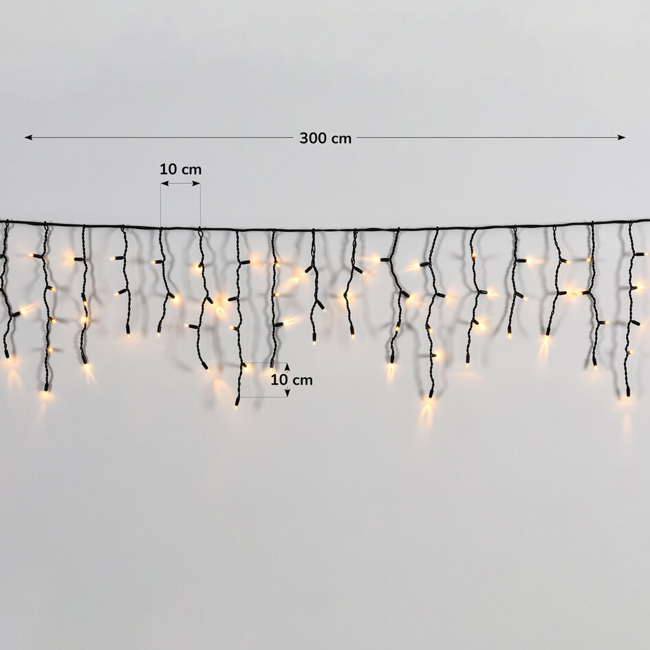 Lampki sople modułowe | od 3 metrów ze 114 diodami LED – ciepła biel | guma