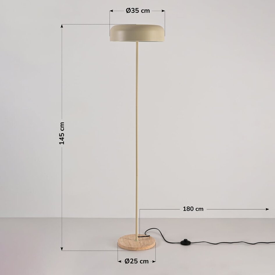 Lampa podłogowa Arlie z podstawą imitującą trawertyn - beżowa