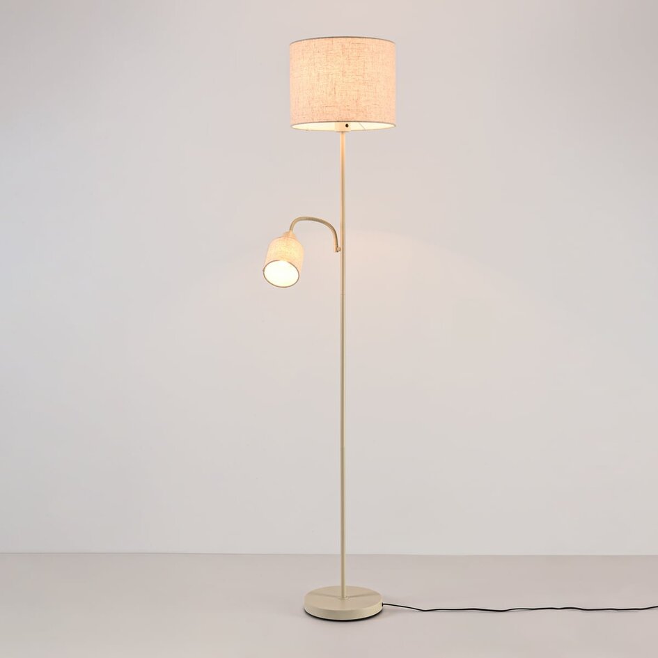 Lampa podłogowa Savanna z regulowaną lampką do czytania - beżowa