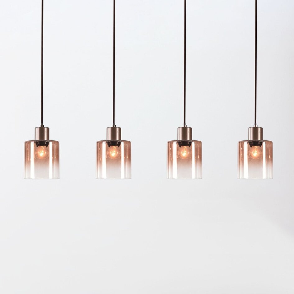 4-światła lampa wisząca Palaio ze szkłem ombre - brązowe