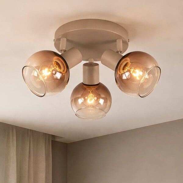 Regulowana lampa sufitowa Terra 3 światła ze szkłem ombre - beżowe