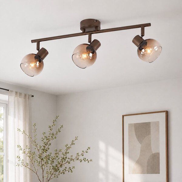 Regulowana lampa sufitowa Lorie 3 światła ze szkłem ombre - brązowa