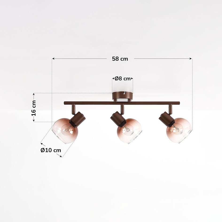 Regulowana lampa sufitowa Lorie 3 światła ze szkłem ombre - brązowa