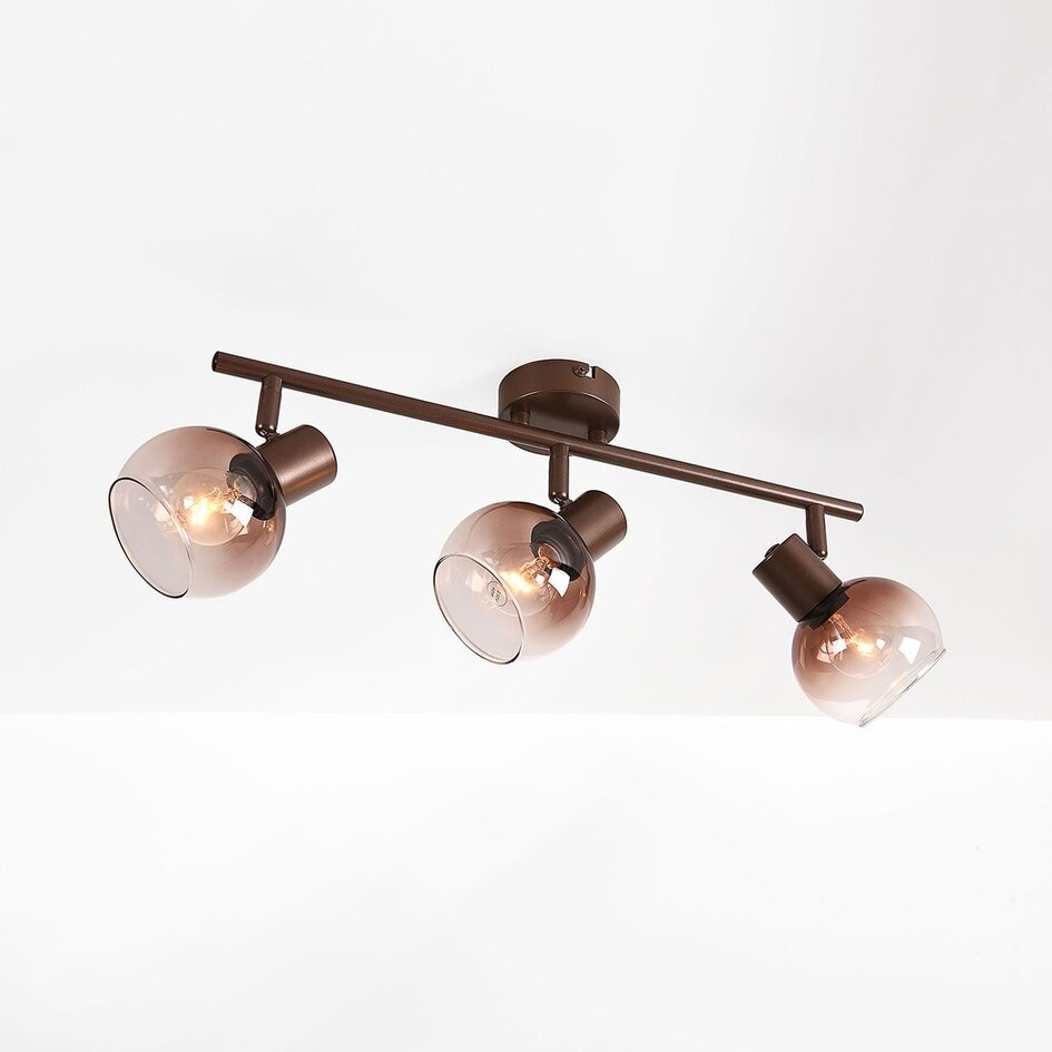 Regulowana lampa sufitowa Lorie 3 światła ze szkłem ombre - brązowa