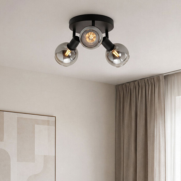 Lampa sufitowa ze szkłem przydymionym i efektem lustra, 3 światła - Orlando