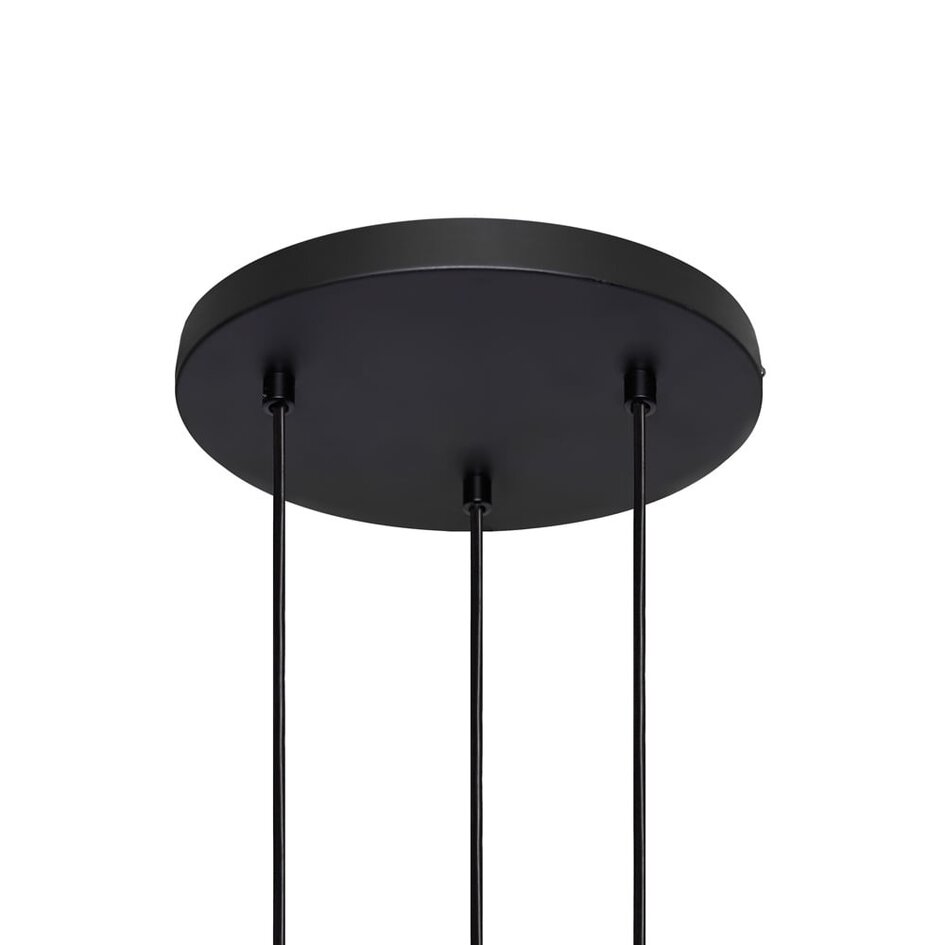 Nowoczesna lampa wisząca w kolorze czarny mat ze szkłem bursztynowym, 3 światła - Scott