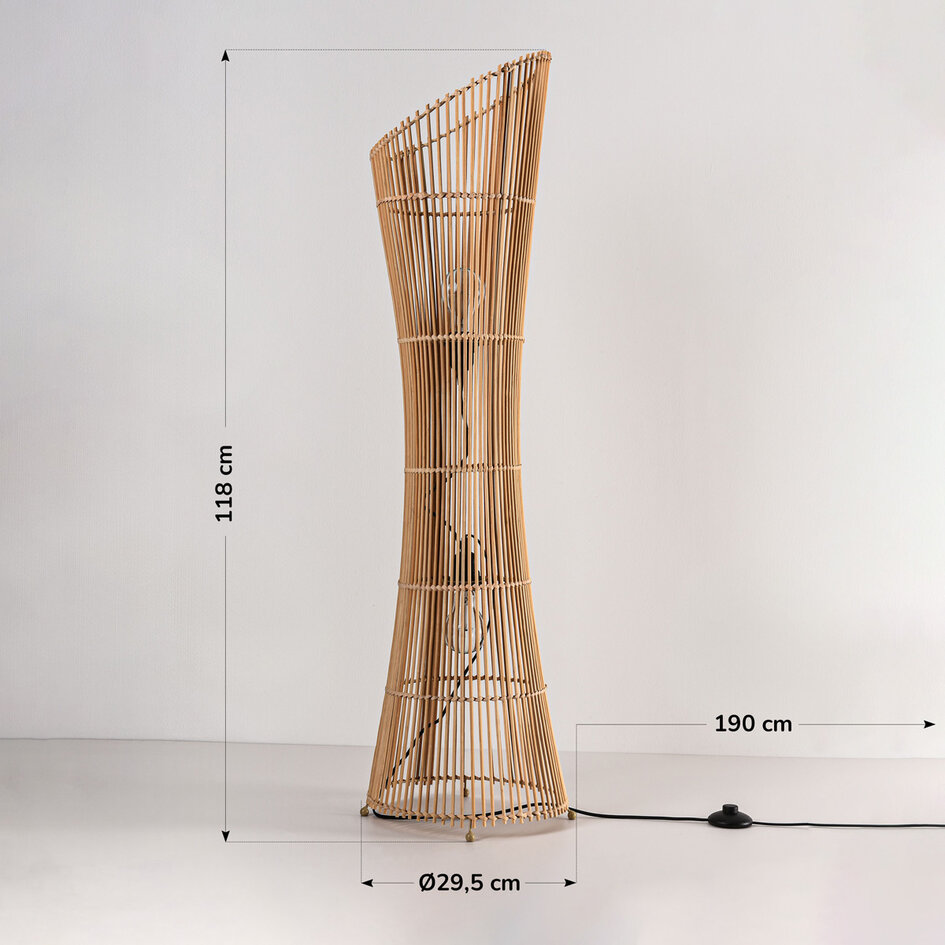 Lampa podłogowa Floris z plecionego bambusa - naturalna