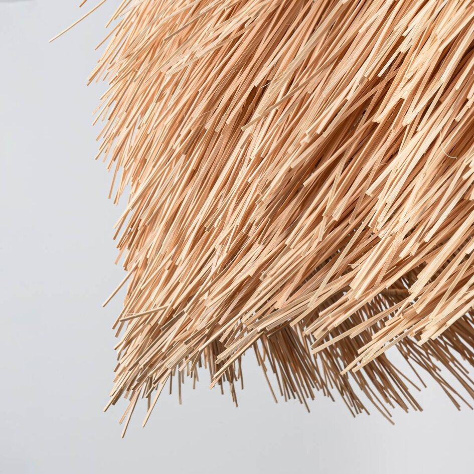 Lampa wisząca Katrien z fantazyjnym kloszem rattanowym - naturalna