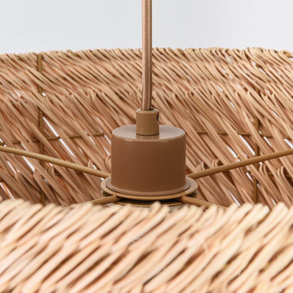 Lampa wisząca Katrien z fantazyjnym kloszem rattanowym - naturalna