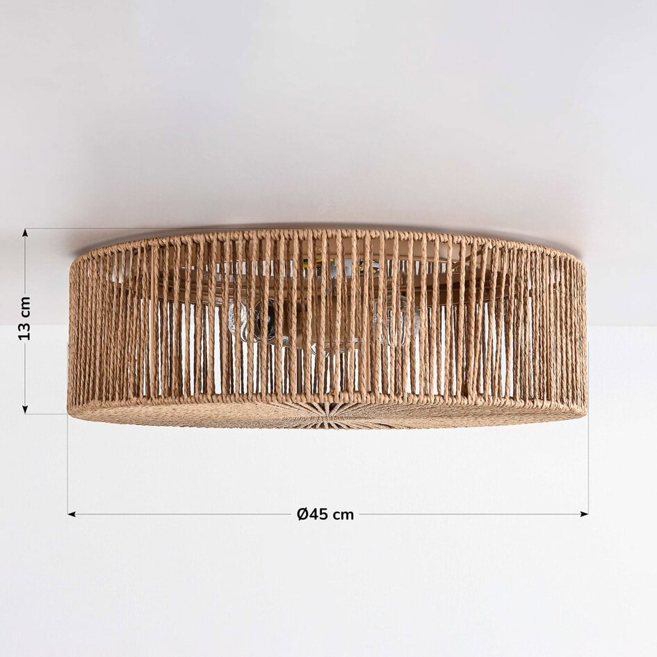 Lampa sufitowa Robian z kloszem z ręcznie plecionego sznura papierowego - naturalny