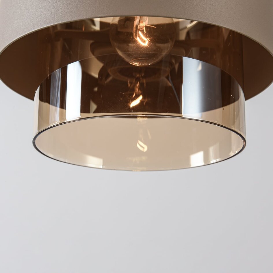 Lampa wisząca Kodi beżowa ze szkłem bursztynowym, 3 światła