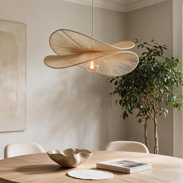 Lampa wisząca Janah z ręcznie plecionymi papierowymi kloszami - beżowa