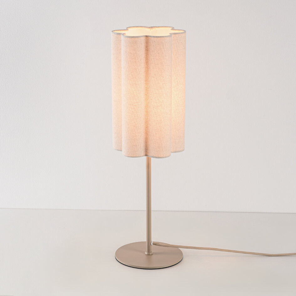 Lampa stołowa Mirjam z plisowanym lnianym kloszem - beżowa