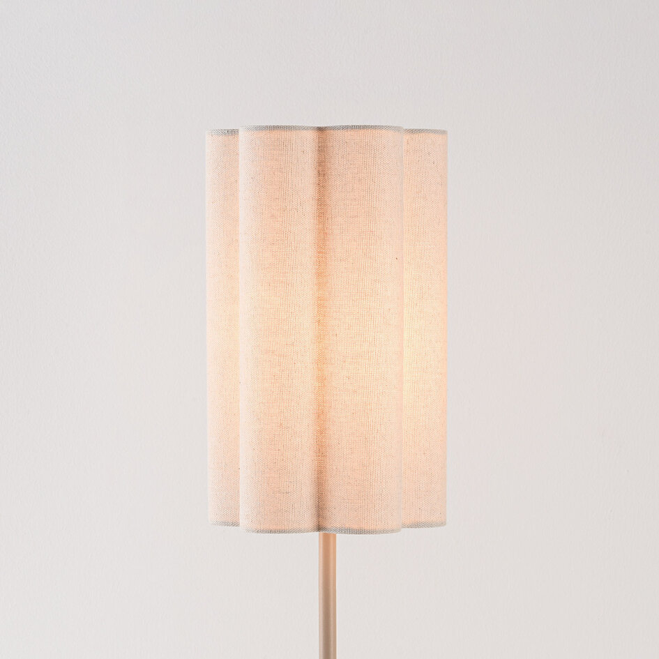 Lampa stołowa Mirjam z plisowanym lnianym kloszem - beżowa