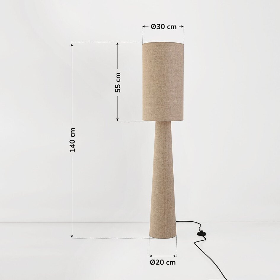 Lampa podłogowa Maude z plisowanym lnianym kloszem - beżowa - Kopia