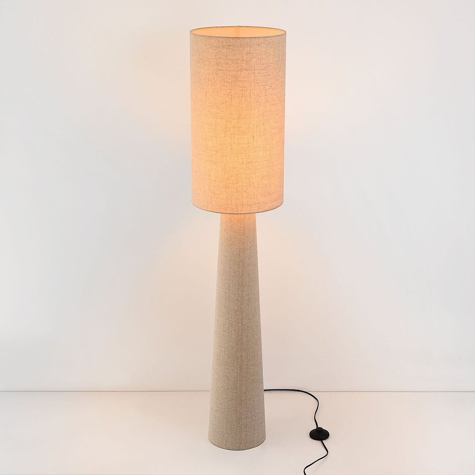 Lampa podłogowa Maude z plisowanym lnianym kloszem - beżowa - Kopia