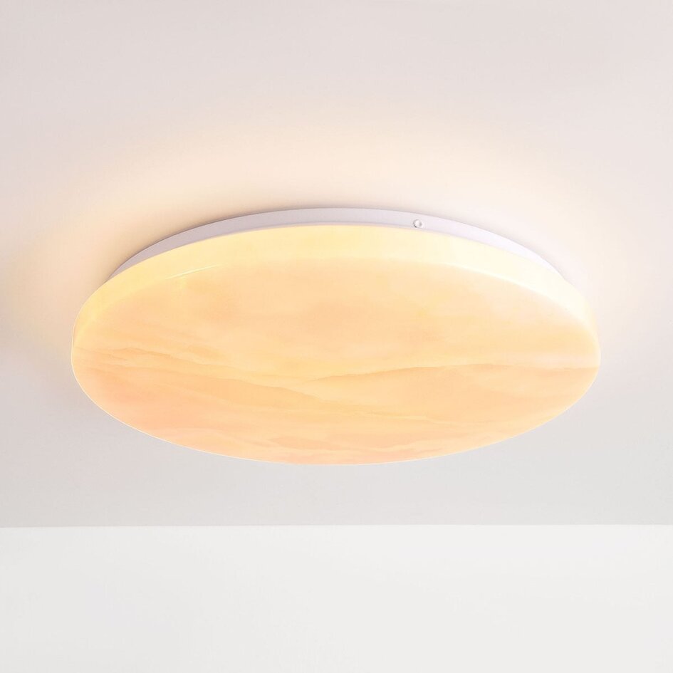 3-stopniowo ściemnialna lampa sufitowa LED Corinda z efektem marmuru - biała