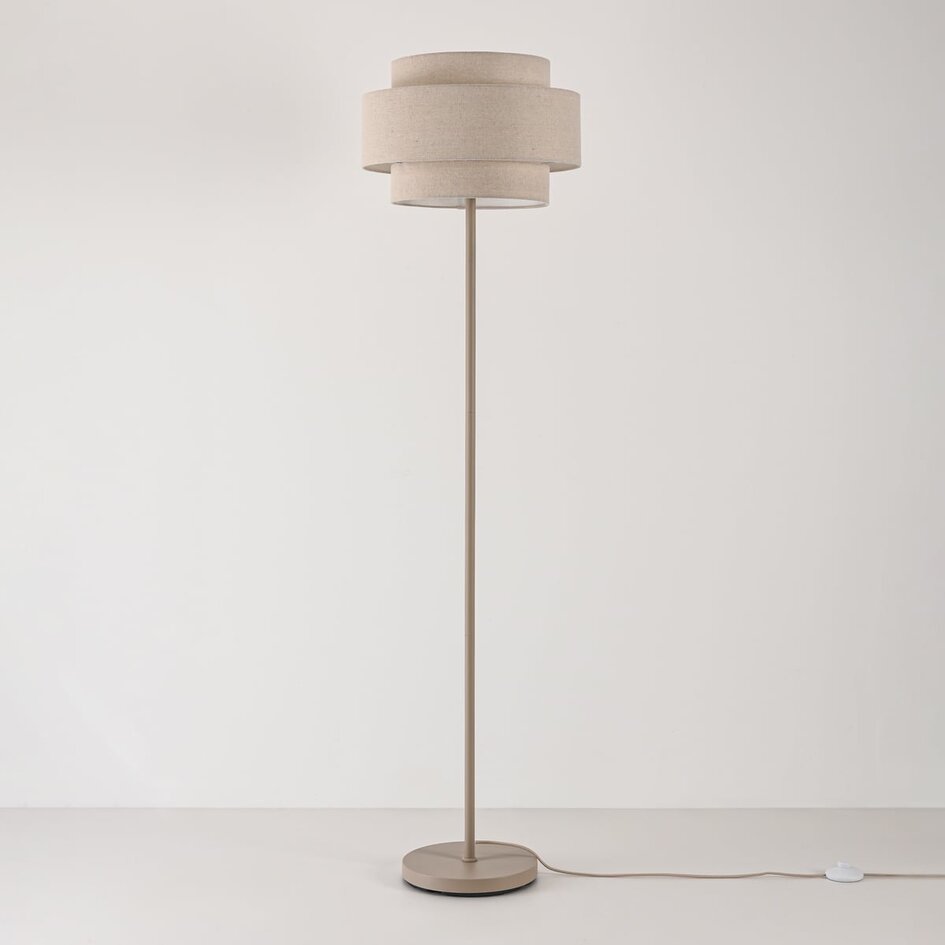 Lampa podłogowa Corry z lnianym kloszem - piaskowy beż