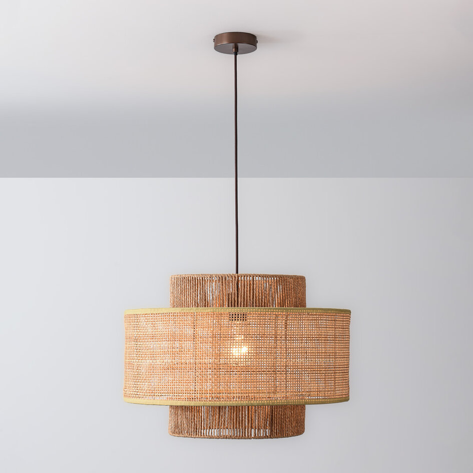 Lampa wisząca Nirvia z kloszem z bambusa – brązowa