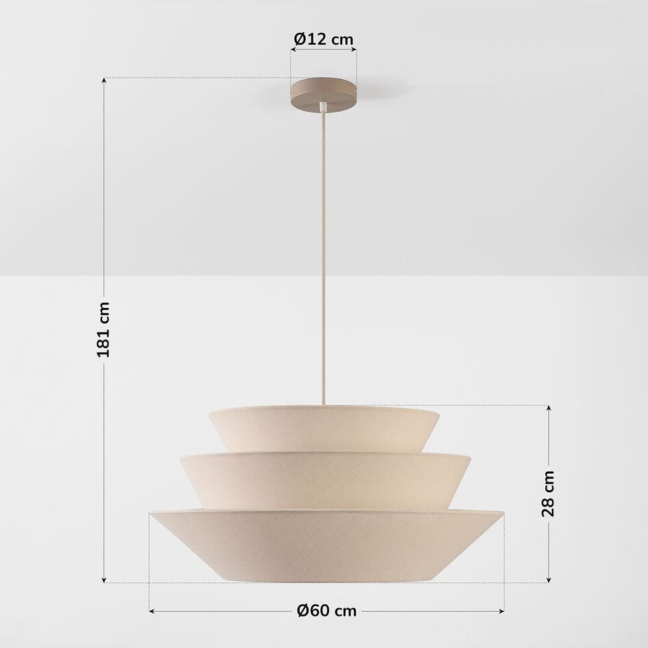 Lampa wisząca Blomia z warstwowym lnianym kloszem - naturalny