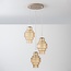 Hanglamp Orina met 3 geribbelde amber glazen kappen - beige