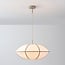 Lampa wisząca Ovala – beżowy klosz z lnu z brązowymi akcentami, Ø60 cm