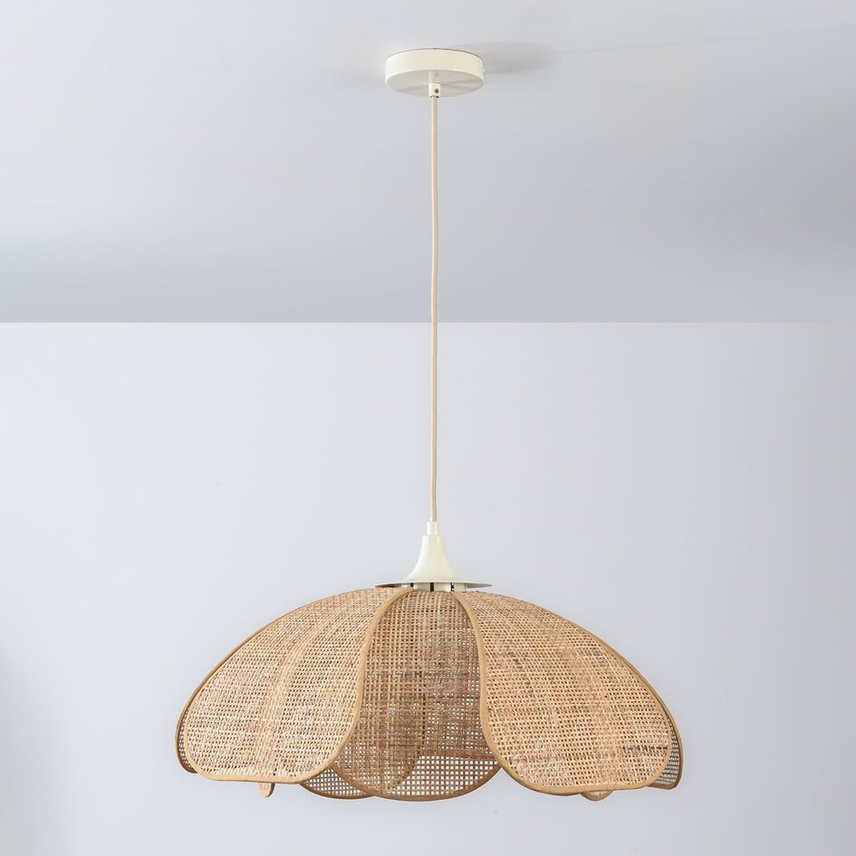 Lampa wisząca Falerie z rattanowym kloszem - naturalna