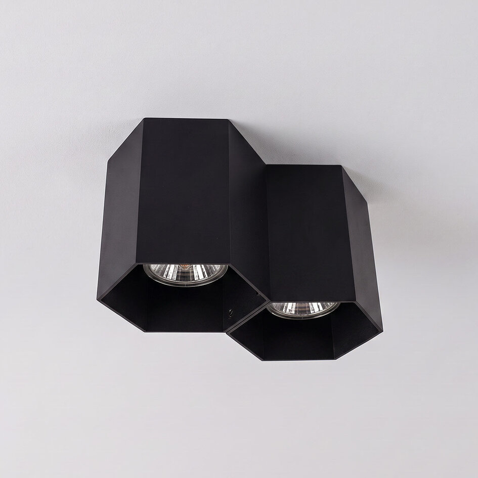 Design 2 światła czarny reflektor natynkowy - Ira