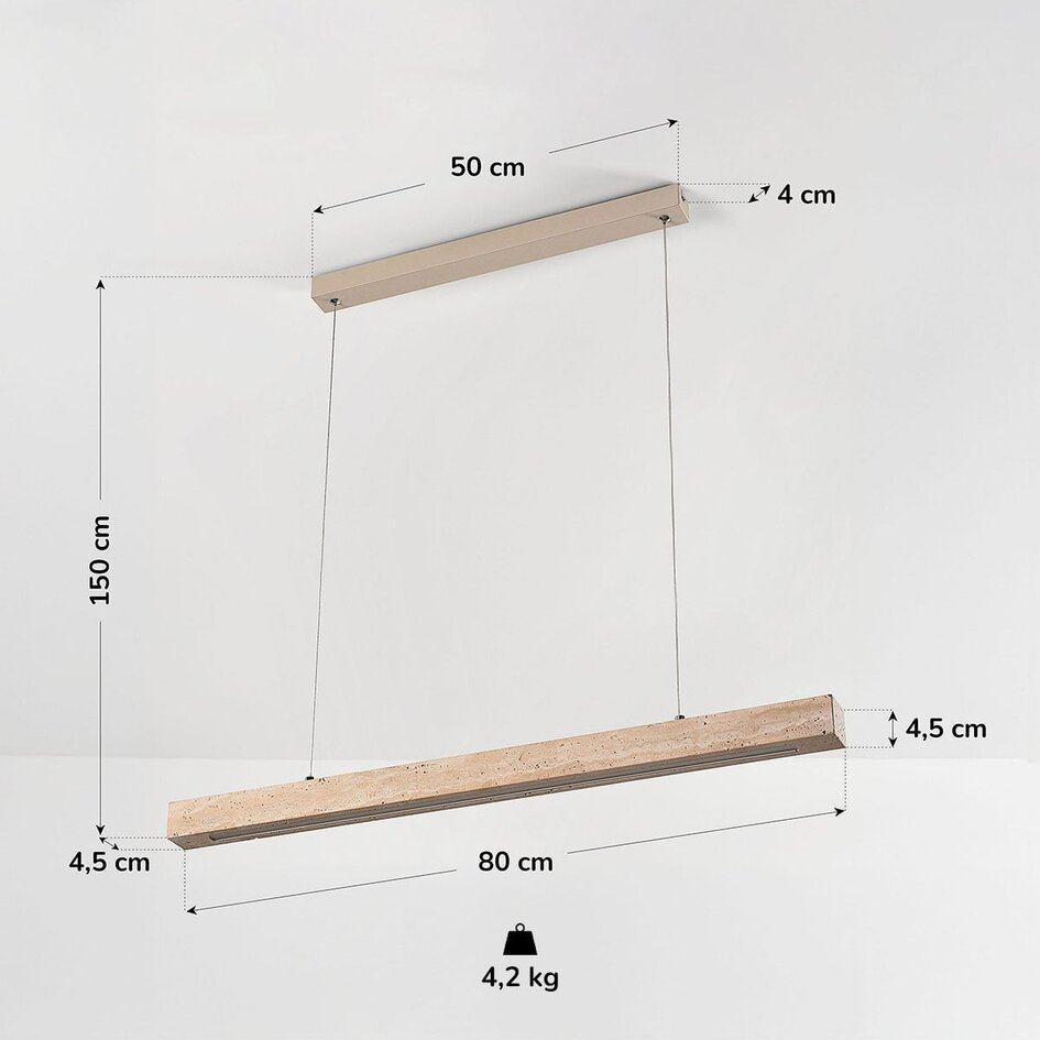 Lampa wisząca Romee – z wbudowanym LED i trawertynem (kamień naturalny)