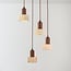 Lampa wisząca Muro – 4-punktowa, w stylu japandi, z trawertynu (kamienia naturalnego) i drewna