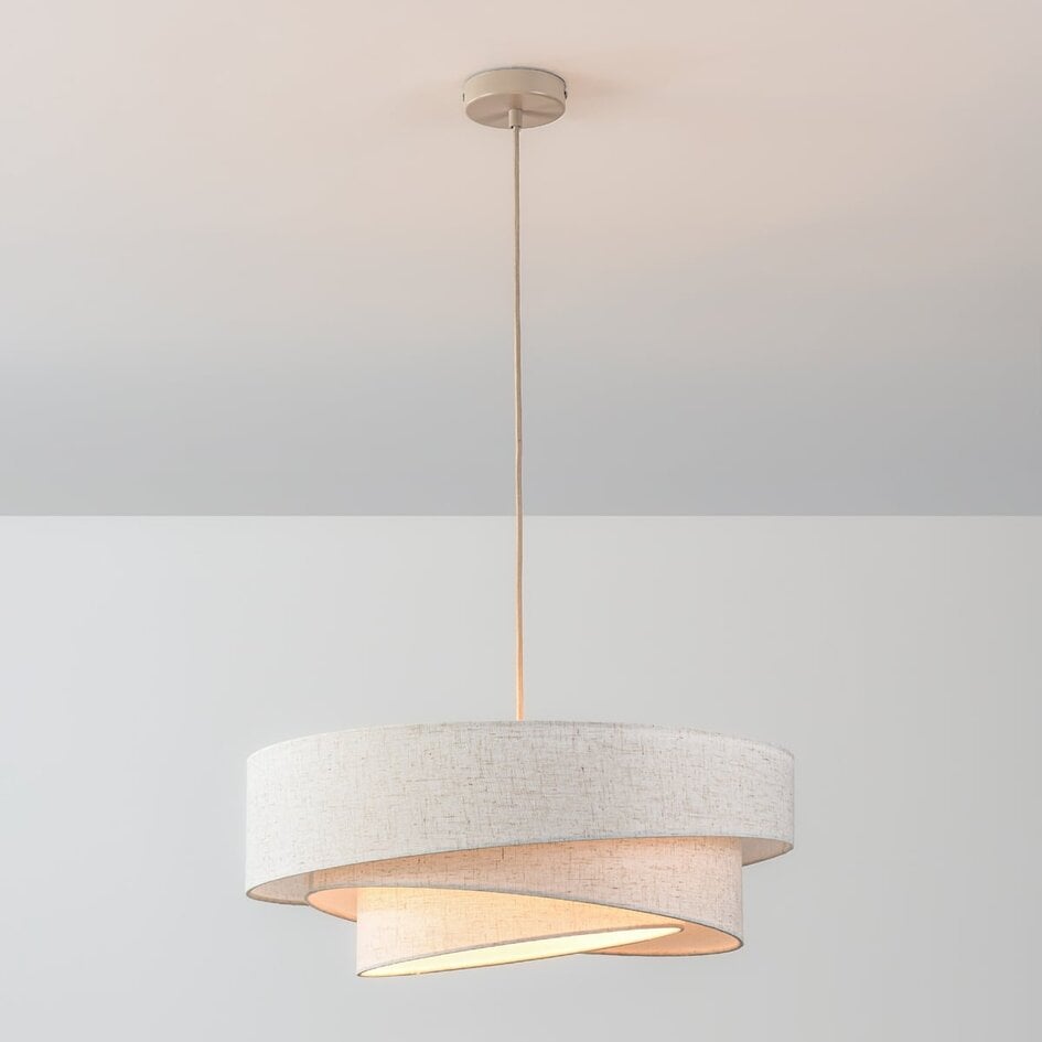 Lampa wisząca Nerai – 3-punktowa, beżowa, warstwowe klosze z lnu