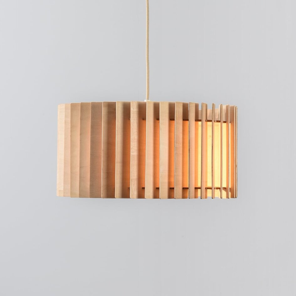 Lampa wisząca Vyra z drewnianym kloszem - naturalna