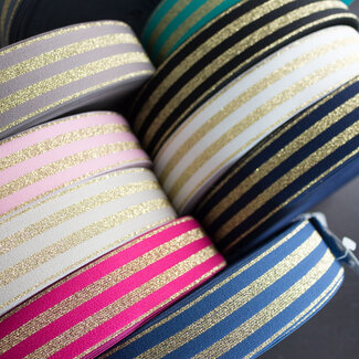 Polyamid Gummiband Lurex Gold 40 mm