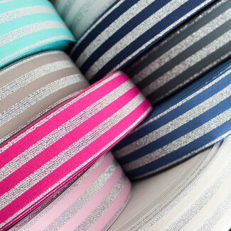 Polyamid Gummiband Lurex Silber 40 mm