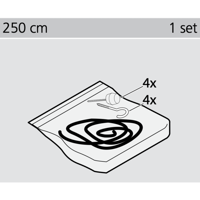 Spiraal set 1,5 of 2,5 meter inclusief bevestigings materiaal