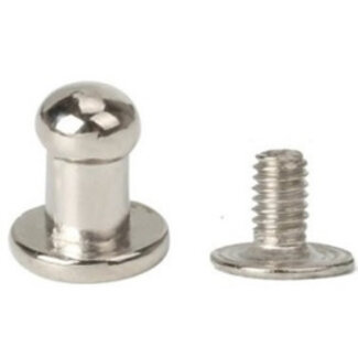 Gewehrknopf silberfarben Kopf 7mm mit Schraube, 10 Stück