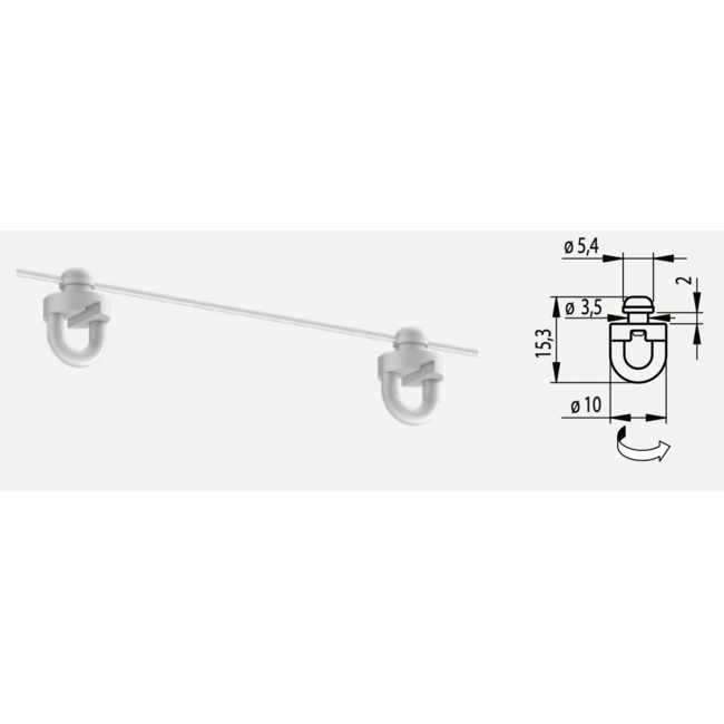 Huismerk Wave glijders smalspoor 60% 8 cm per meter op koord