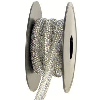 Huismerk Glas-Strass-Bügelband Fantasie 9 mm breit in Chamäleonfarbe