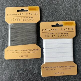 Extra geschmeidiges Gummiband in 10 mm Breite, verpackt pro 3 Meter