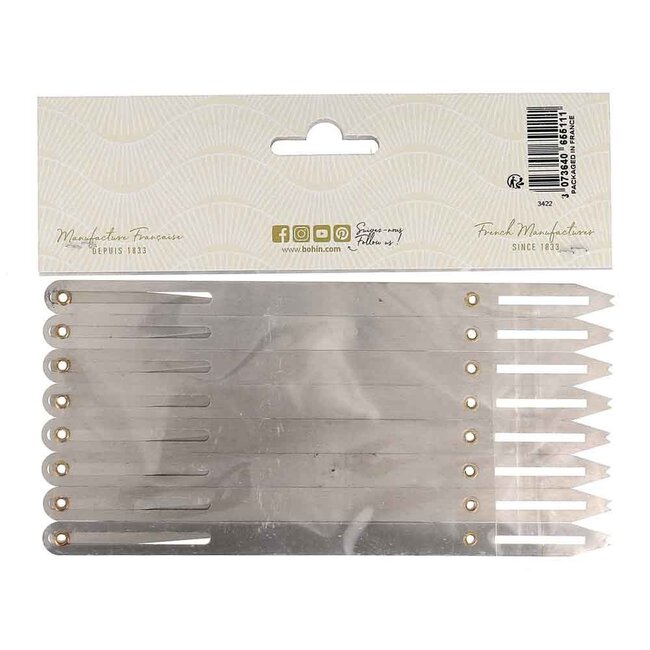 Bohin Knopfverteiler Alu. grau für bis zu 8 Knöpfe 16x8cm