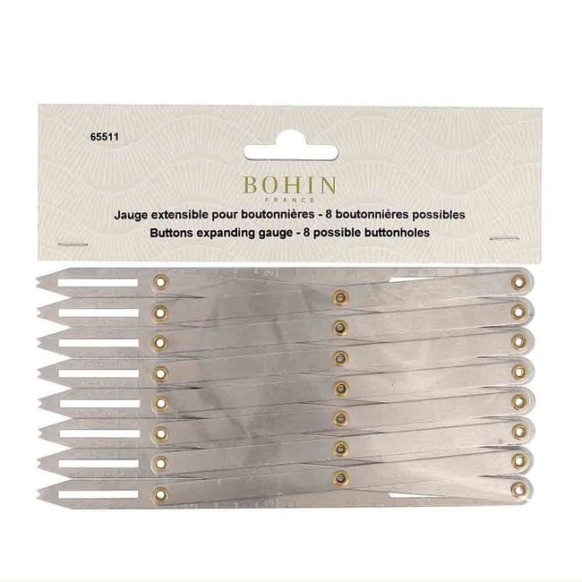 Bohin Knopfverteiler Alu. grau für bis zu 8 Knöpfe 16x8cm