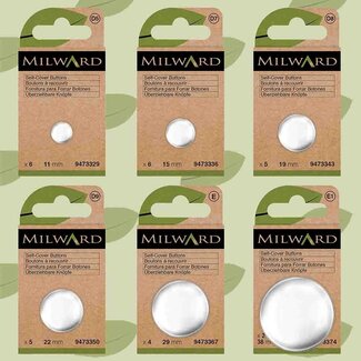 Milward GREEN Stofknopen 11 t/m  38 mm zilver