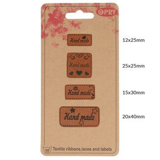 Opry Skai-leren labels handmade pakket van 4 labels