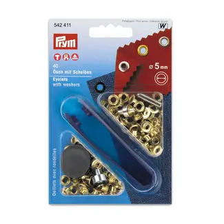 Prym Ösen mit Scheiben Messing (Gold) 5mm Innenmaß