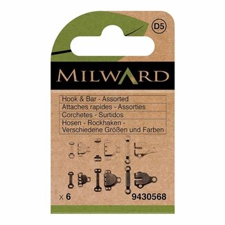 Milward GREEN Hosen- und Rockhaken Sortiment Schwarz-Nickel - 6 Stk.