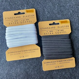 Huismerk Extra geschmeidiges Gummiband in 6 mm Breite, verpackt pro 10 Meter