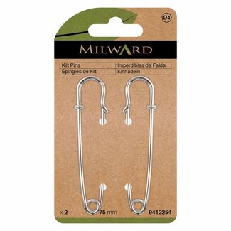 Milward GREEN Kiltnadeln 75mm Nickel - 2 Stk