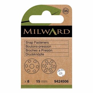 Milward GREEN Druckknöpfe 15mm transparent - 8 Stk.